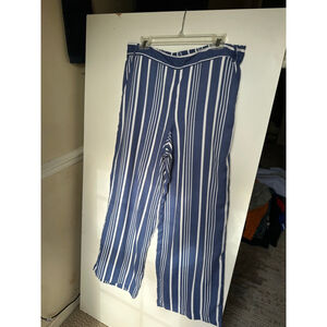Women's French Laundry Blue & White Striped Wide Leg Pants Size L